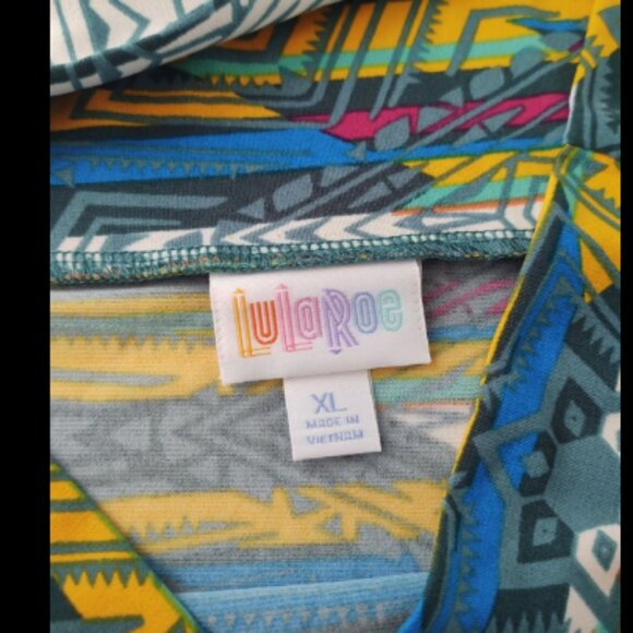 LulaRoe Skirt Azure size XL Blue/Yellow (V1) - Picture 2 of 4